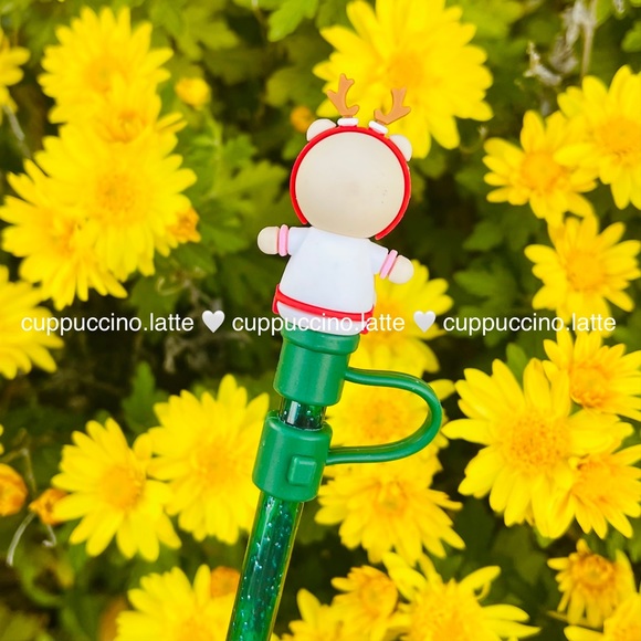 💚NEW❤️Bearista Reindeer Christmas Straw Topper Cover - Picture 2 of 3